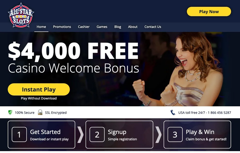 All Star Slots casino lobby — RTG slot games for Kentucky players