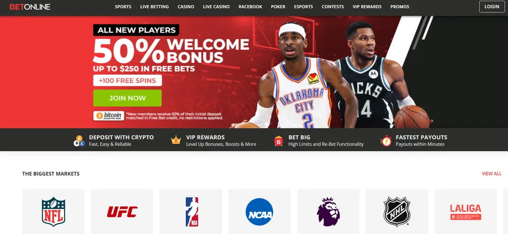 BetOnline casino lobby — sportsbook, casino, and poker for Kentucky players
